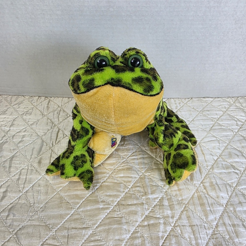 Ganz Webkinz BULLFROG 9" Green with Black Spots,Yellow Underbelly HM114 No Code